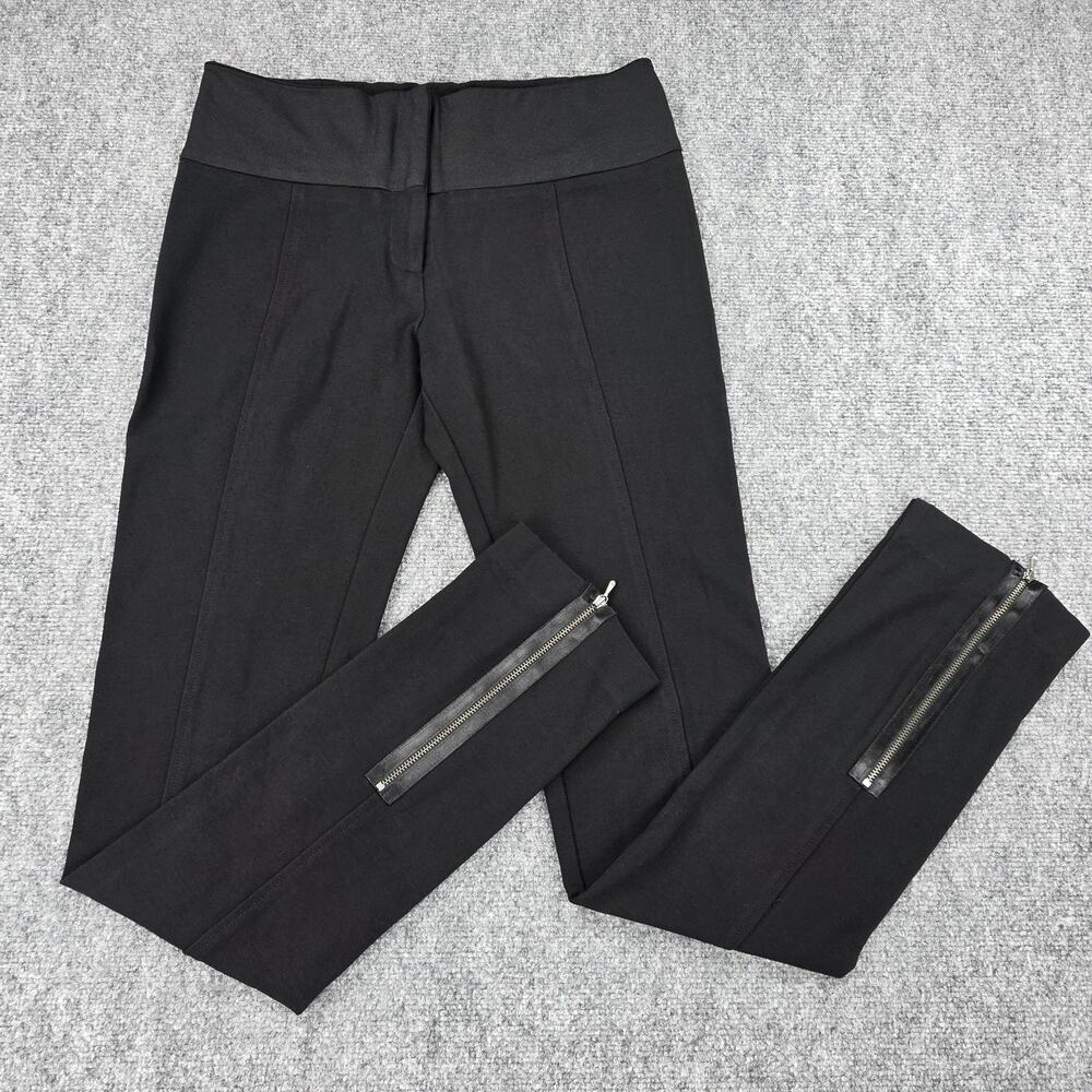 Diane Von Furstenberg Pants Womens 10 Black Ponte Skinny Ankle Zip Tux Genova